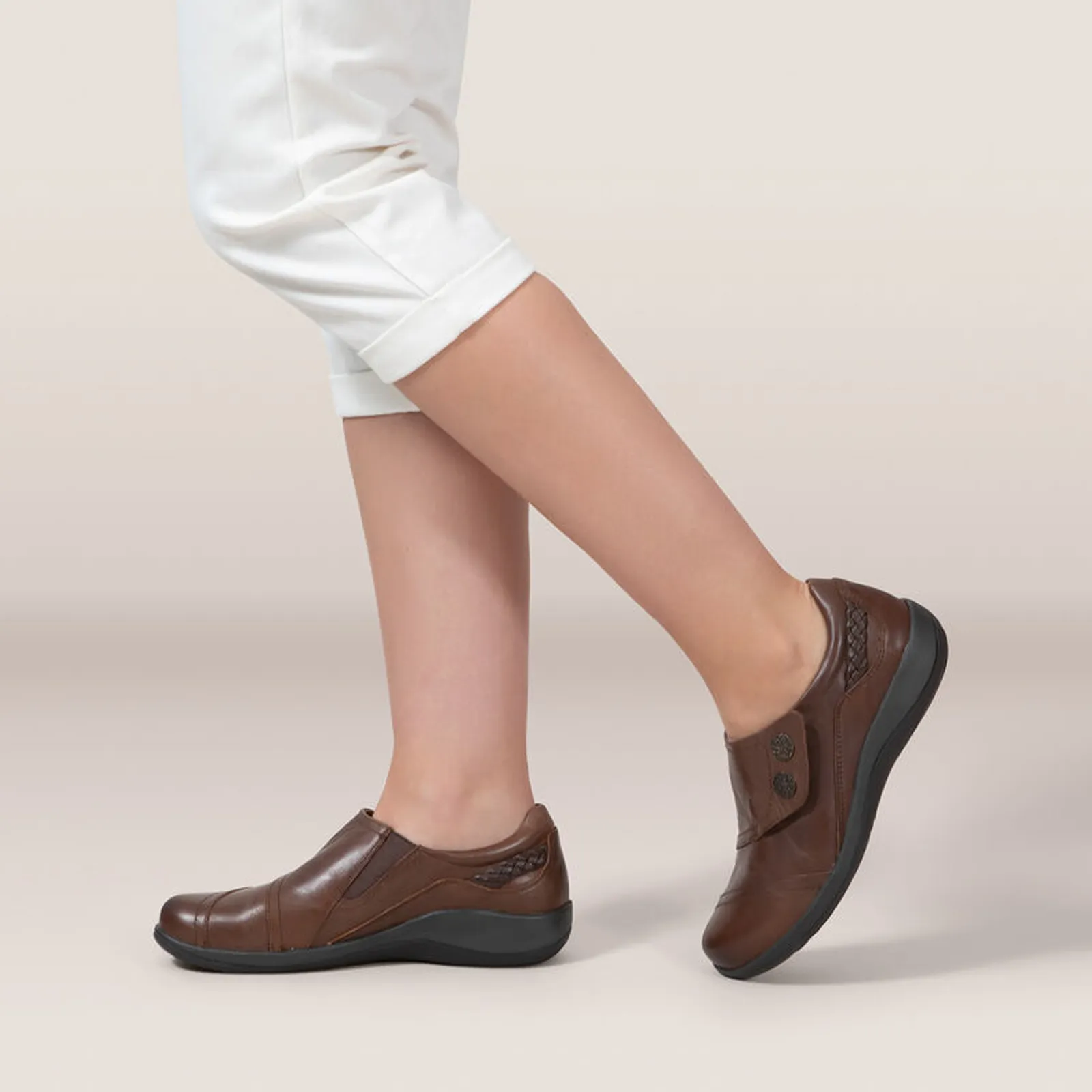 Aetrex Karina Slip On (Women) - Brown Leather