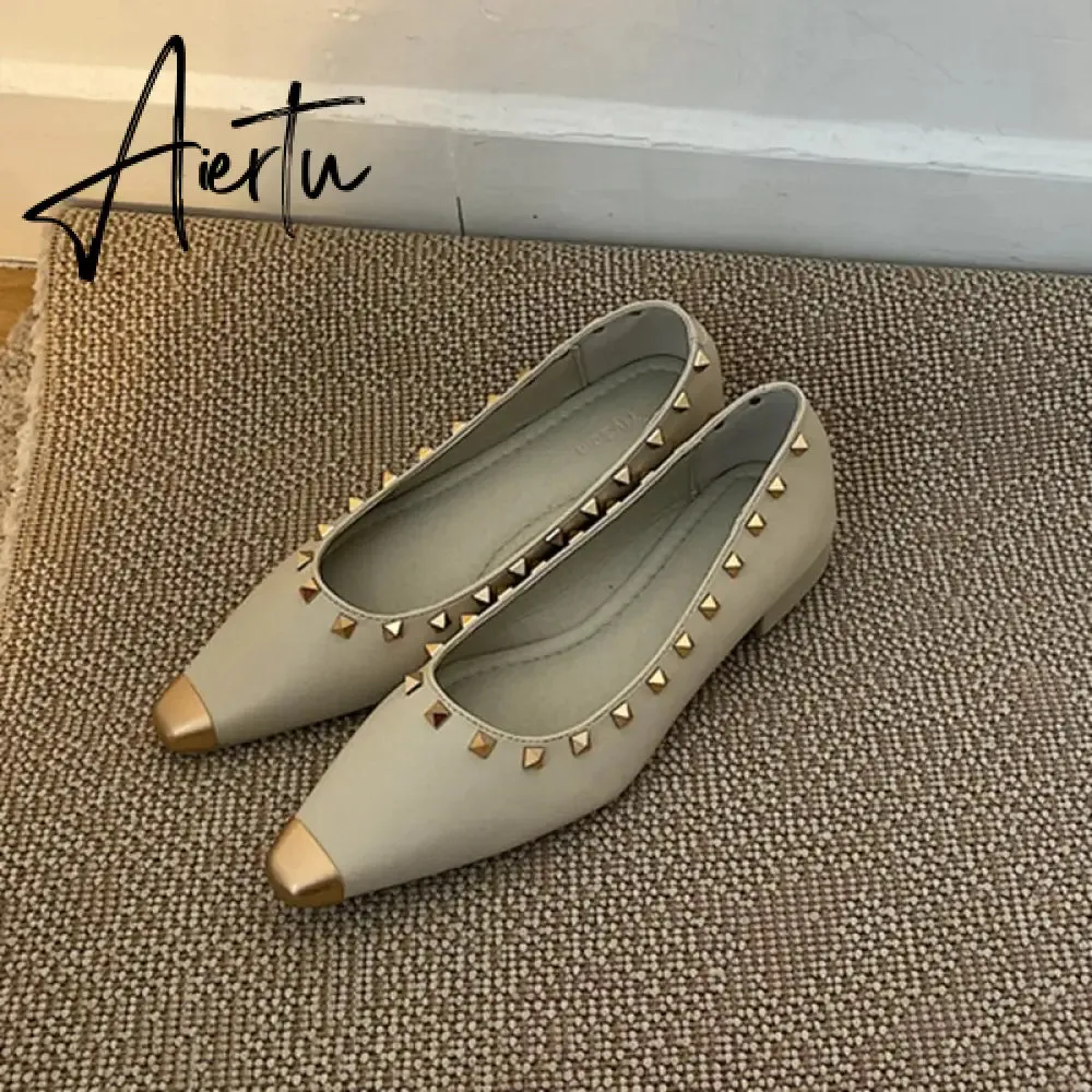 Aiertu New Spring Flats Ballerina Shoes Fashion Brand Pointed Toe Shallow Slip On Flat Ballet Shoes Female Loafer Zapato