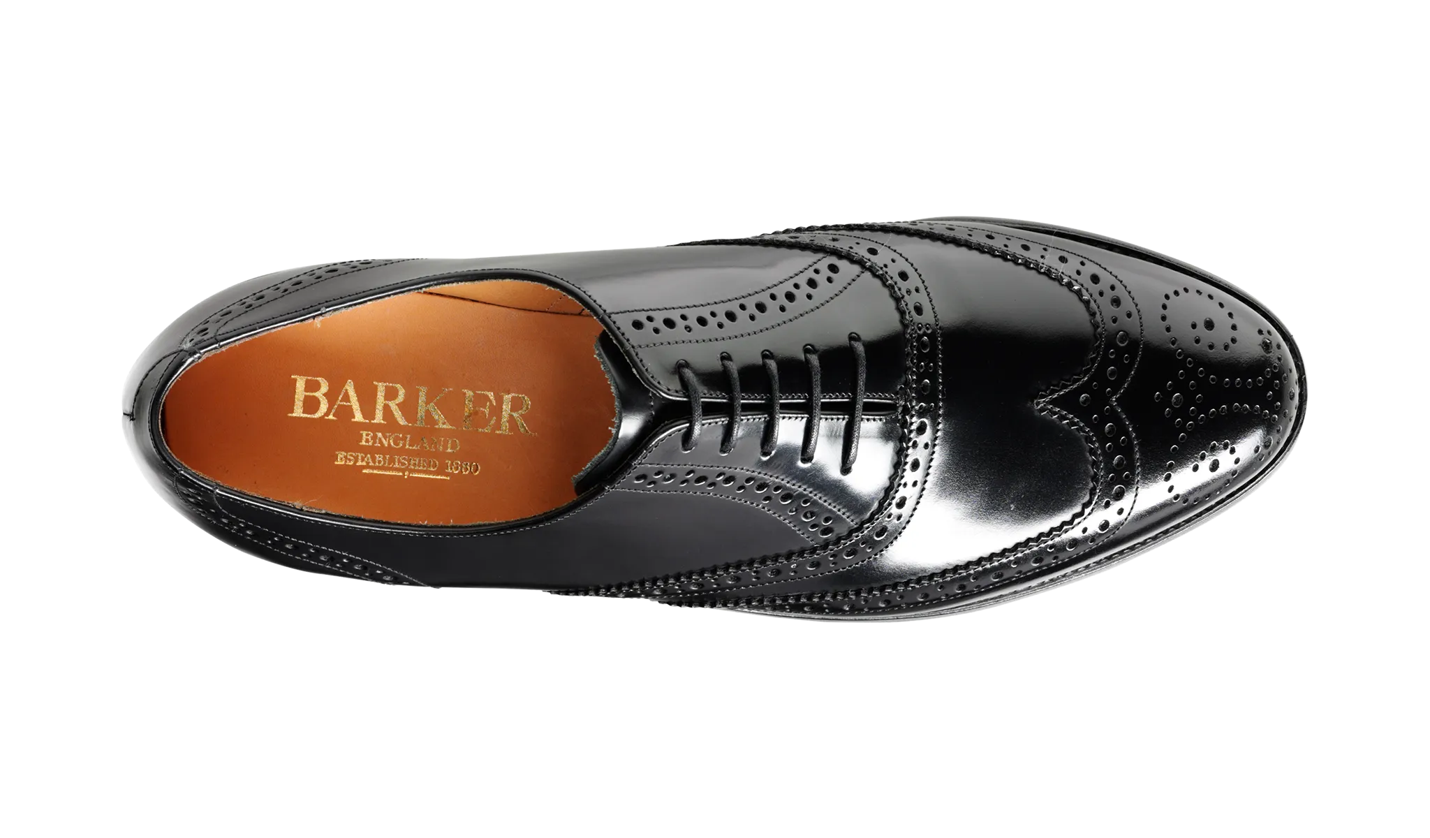 Barker Albert Full Brogue Shoe - Hi Shine Black