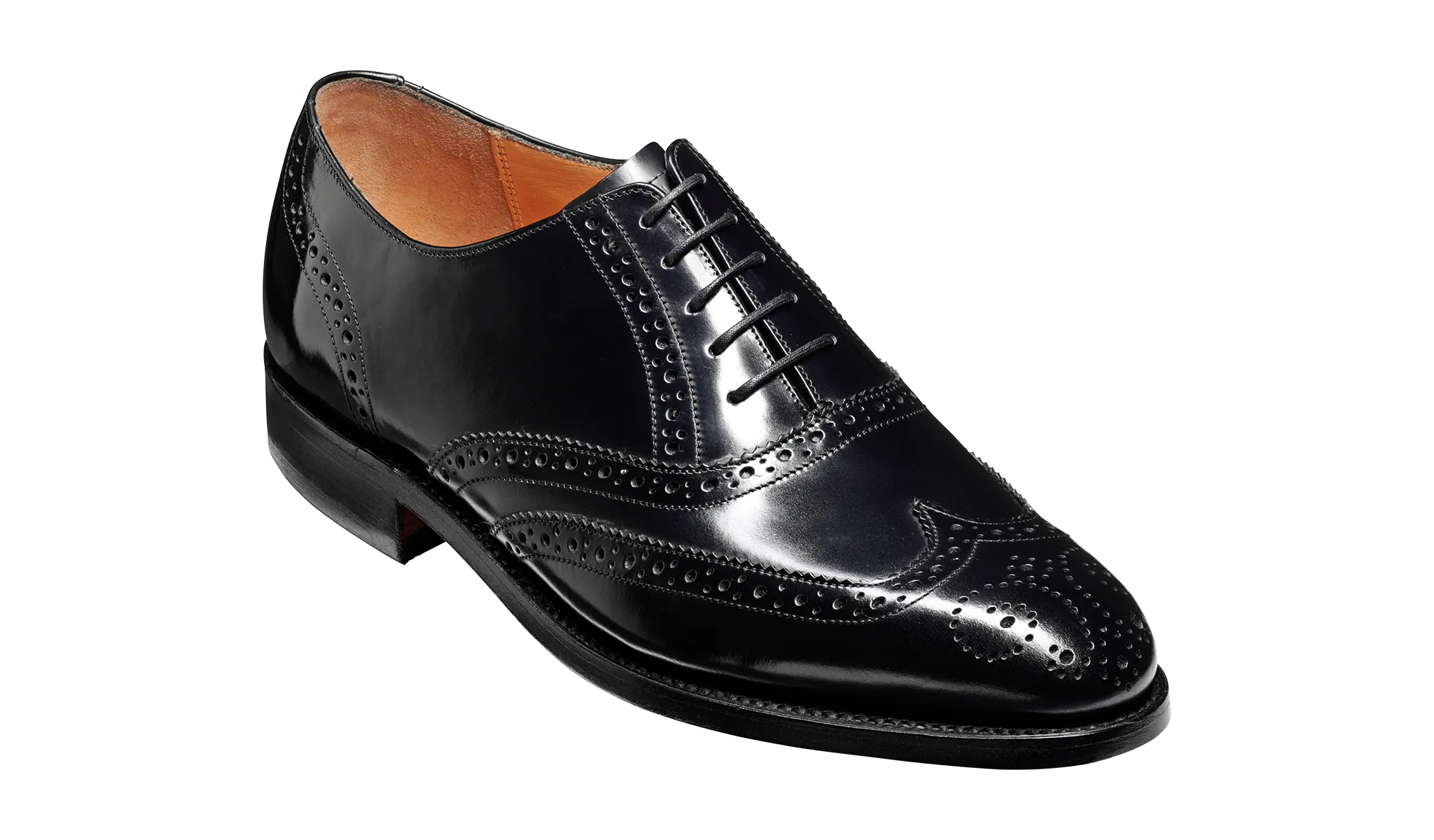 Barker Albert Full Brogue Shoe - Hi Shine Black