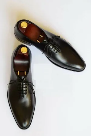 Bespoke Black Leather Lace Up Shoes, Men Shoes, Dress Shoes