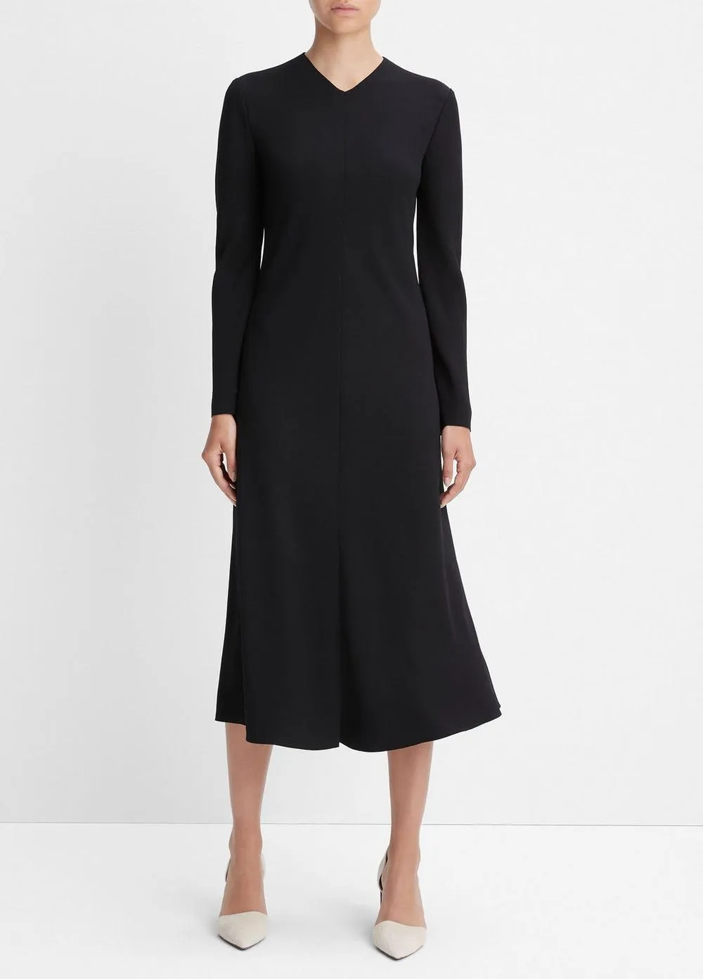 Bias High V-Neck Dress in Black