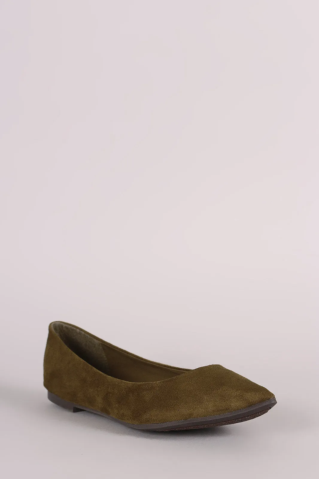 Breckelle Vegan Suede Pointy Toe Flats