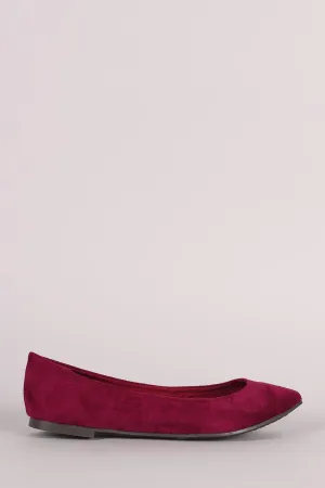 Breckelle Vegan Suede Pointy Toe Flats