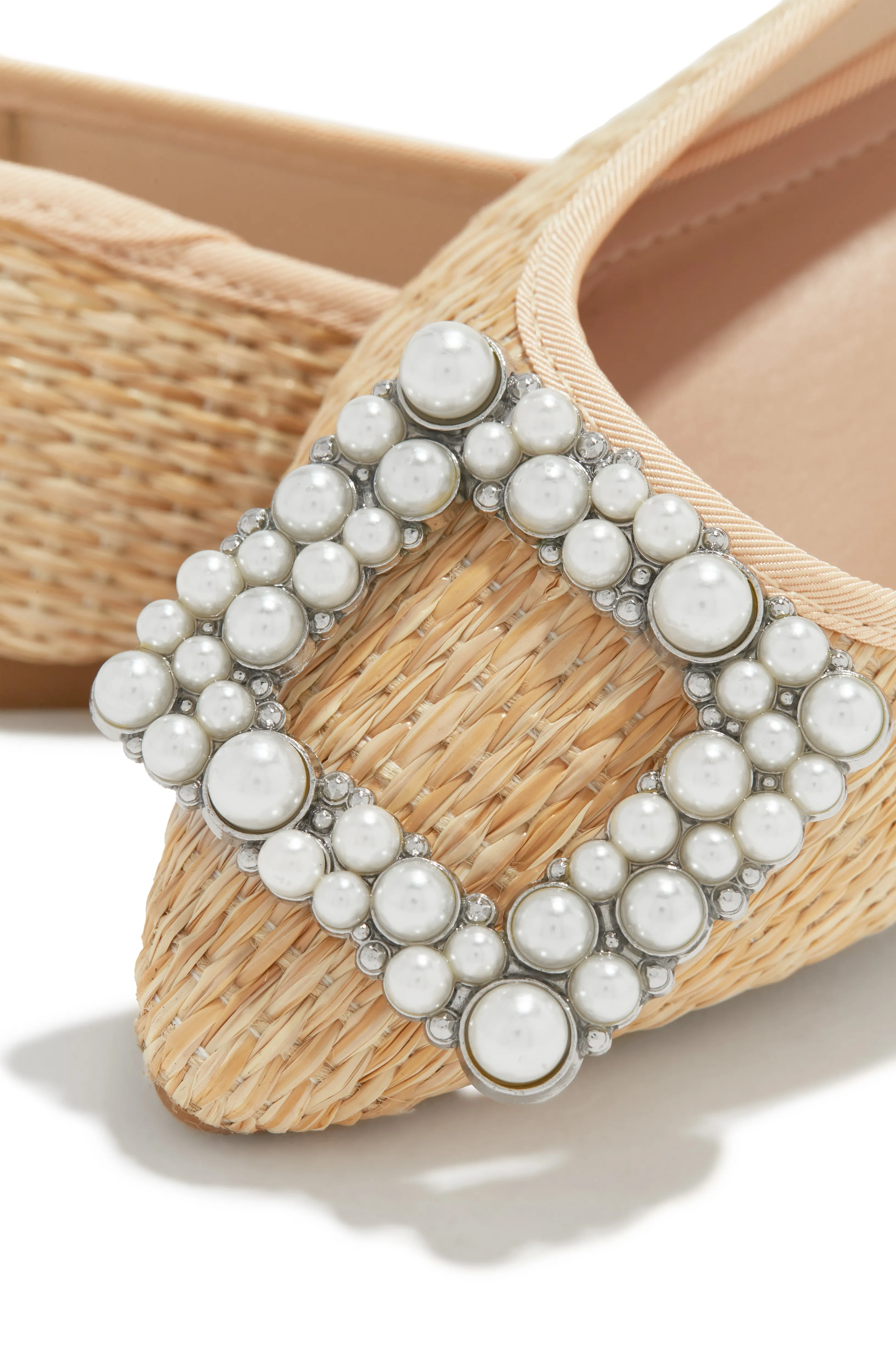 Brynn Faux-Pearl Detailed Flats - Natural