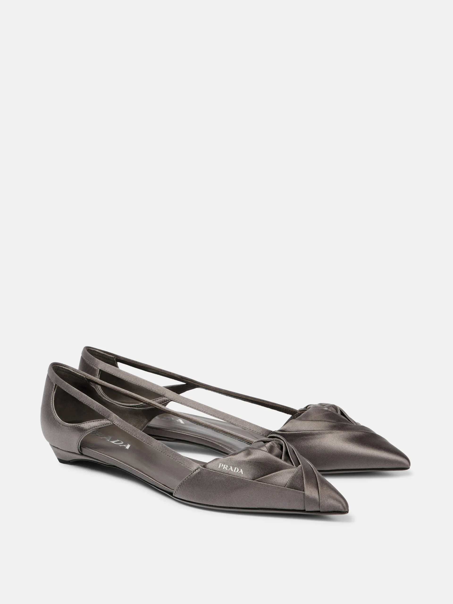 Cutout satin ballet flats