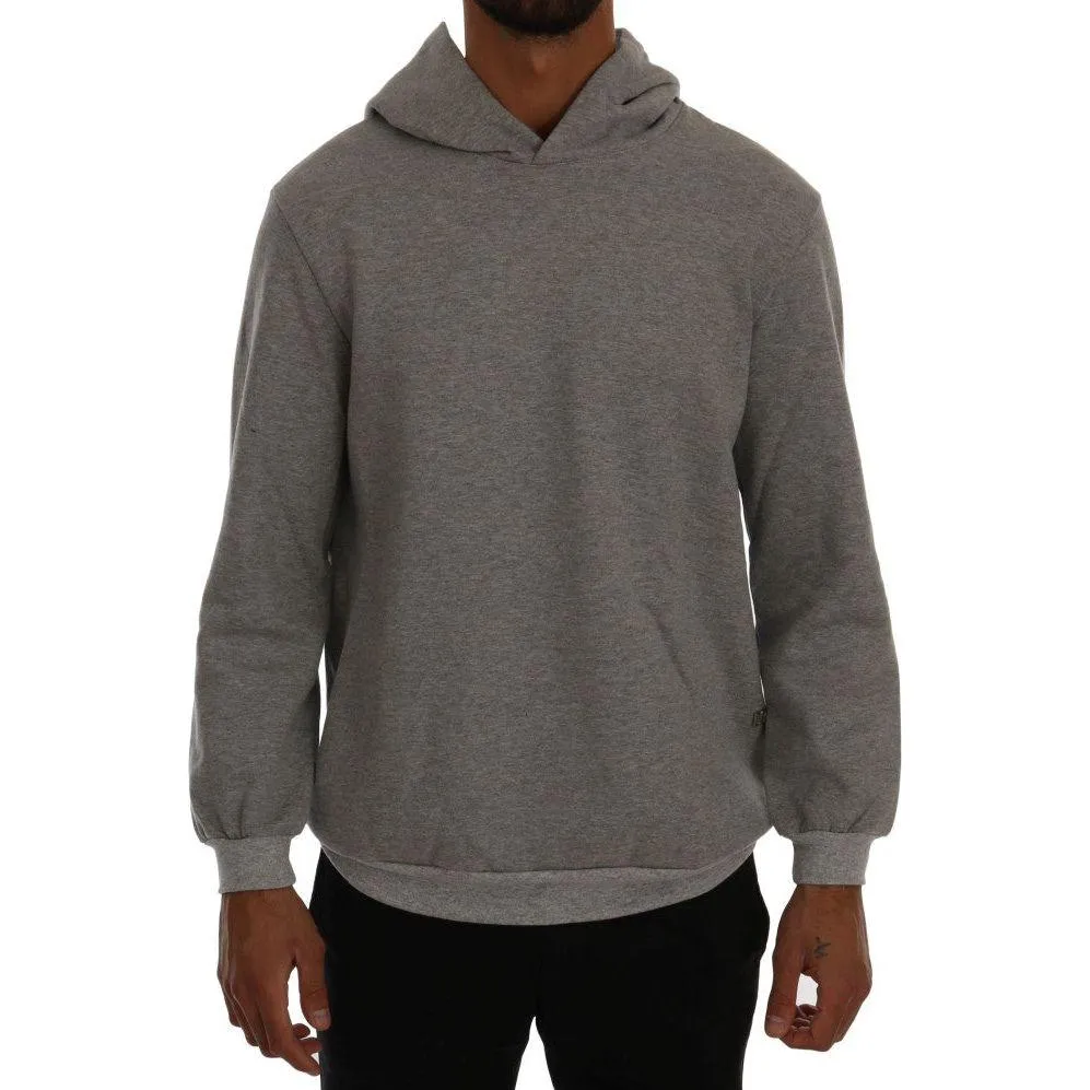 Daniele Alessandrini Sophisticated Gray Cotton Hooded Sweater