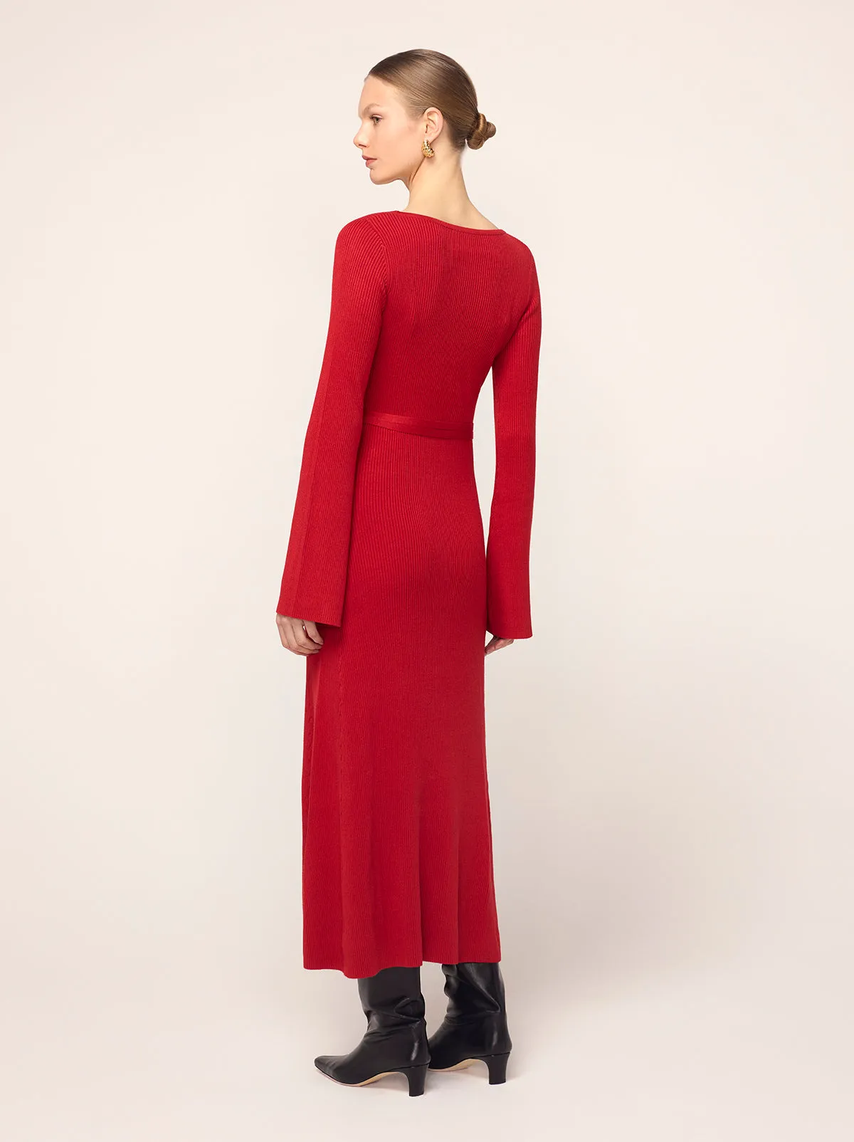 Darryl Red Ribbed Knit Dress