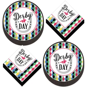 Derby Day Party Horse Racing Paper Dinner Plates and Lunch Napkins (Serves 16)