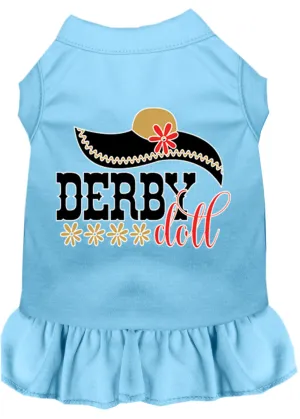 Derby Doll Screen Print Dog Dress Baby Blue Med (12)