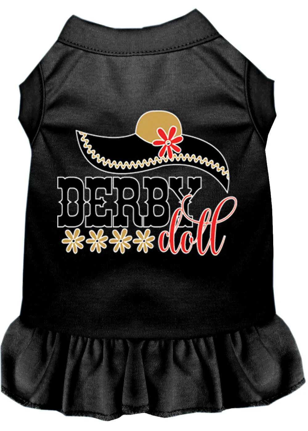 Derby Doll Screen Print Dog Dress Black Xs (8)