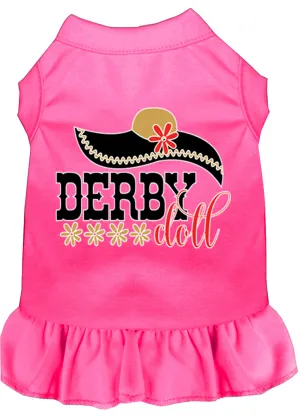 Derby Doll Screen Print Dog Dress Bright Pink Sm (10)