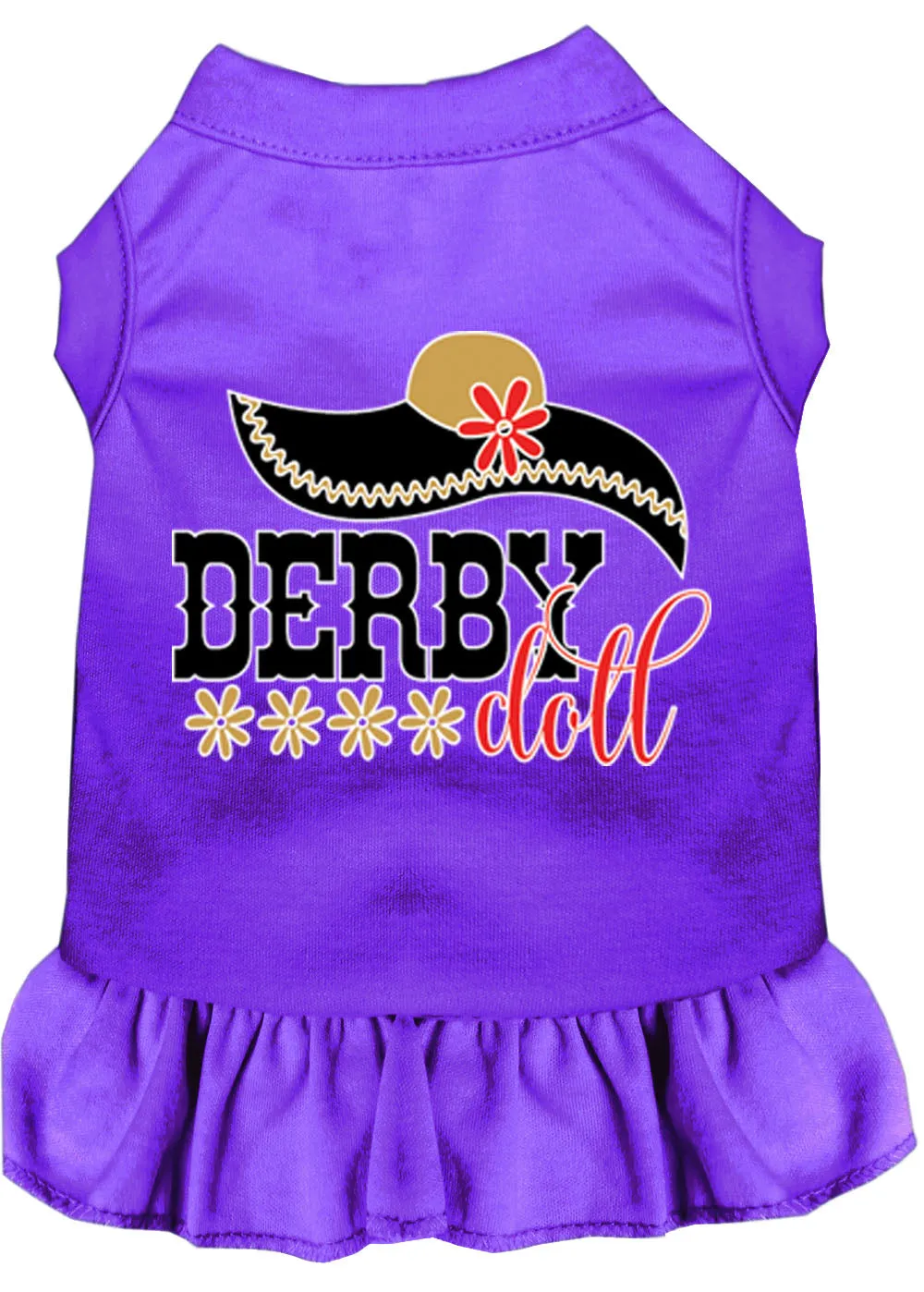 Derby Doll Screen Print Dog Dress Purple Med (12)