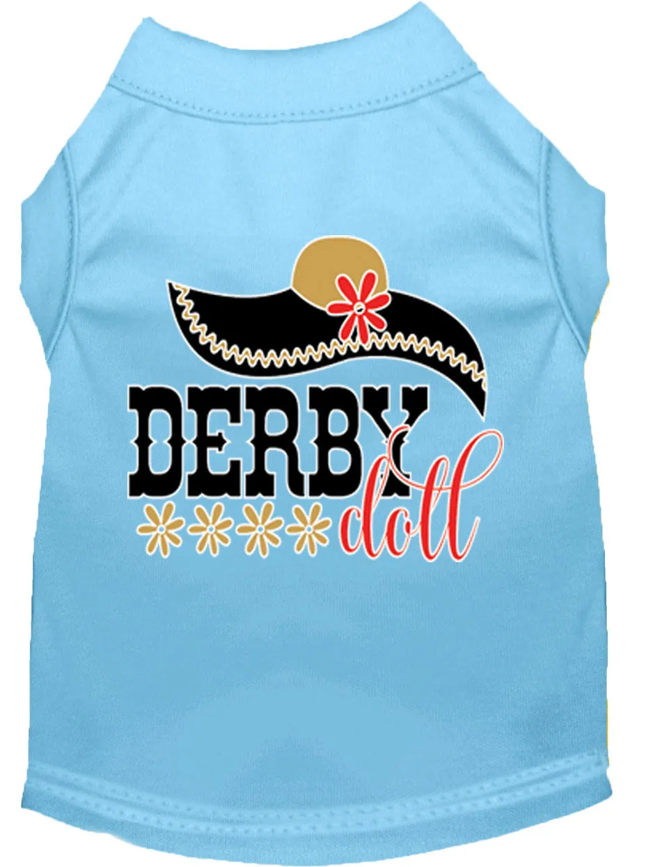 Derby Doll Screen Print Dog Shirt Baby Blue Xxxl