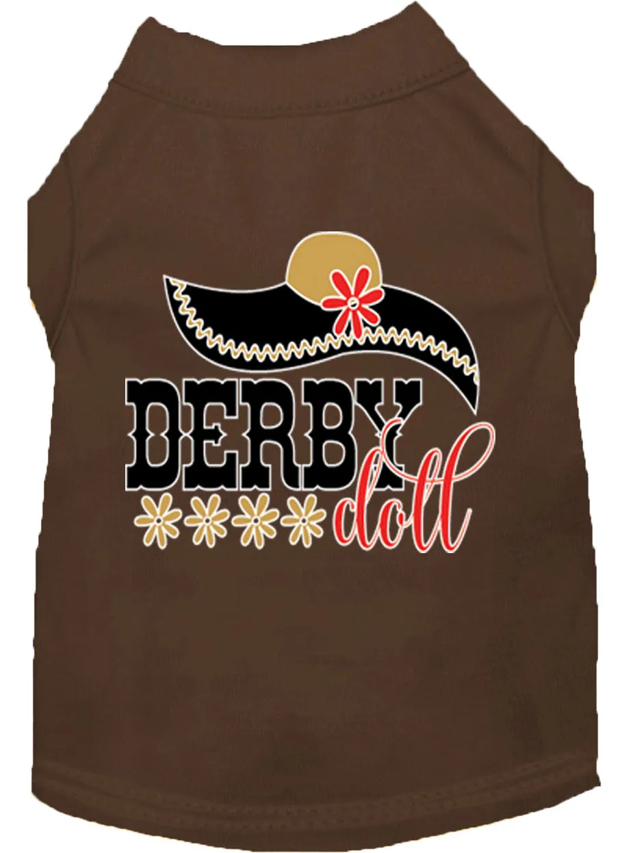 Derby Doll Screen Print Dog Shirt Brown Xxl