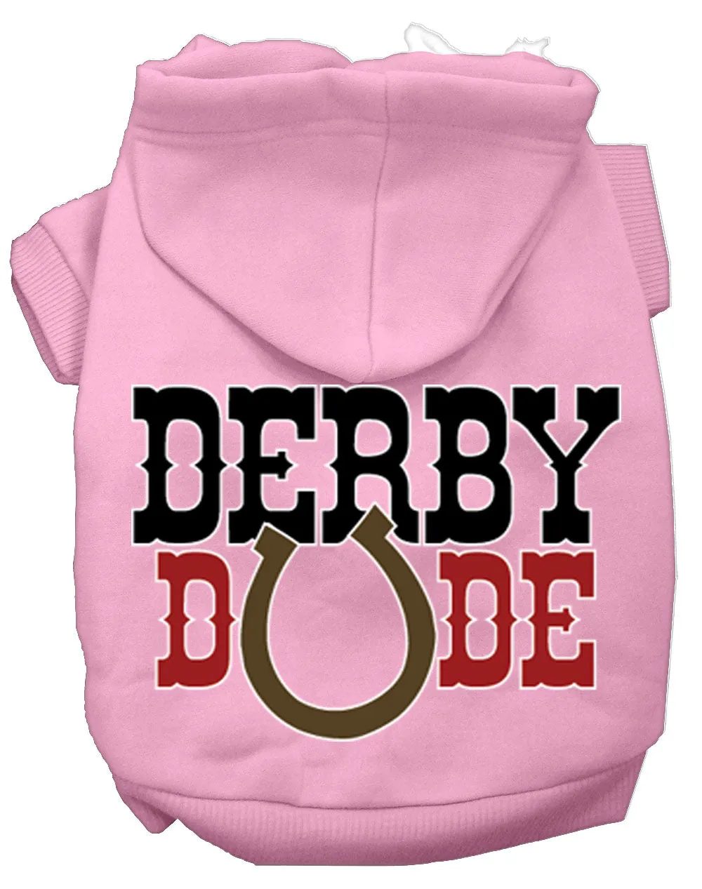 Derby Dude Screen Print Dog Hoodie Light Pink L