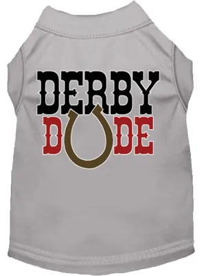 Derby Dude Screen Print Dog Shirt Grey Lg