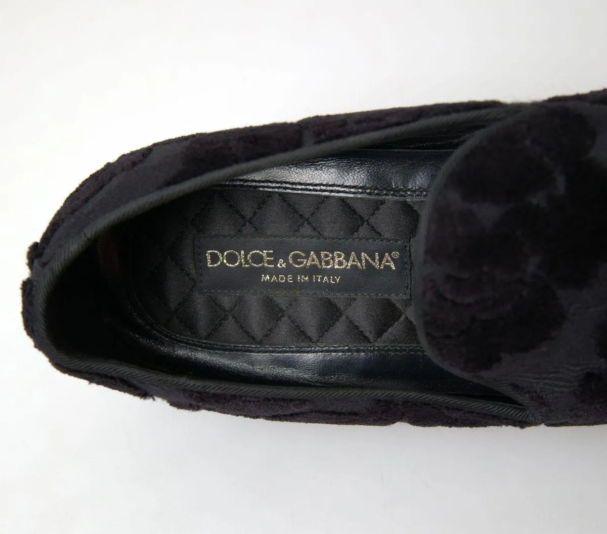 Dolce & Gabbana Black Brocade Loafers Formal Shoes