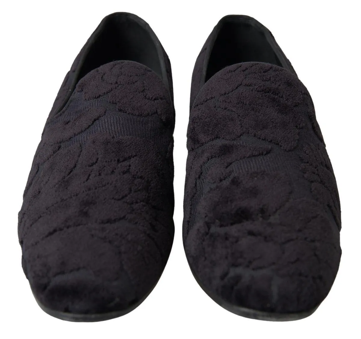 Dolce & Gabbana Black Brocade Loafers Formal Shoes