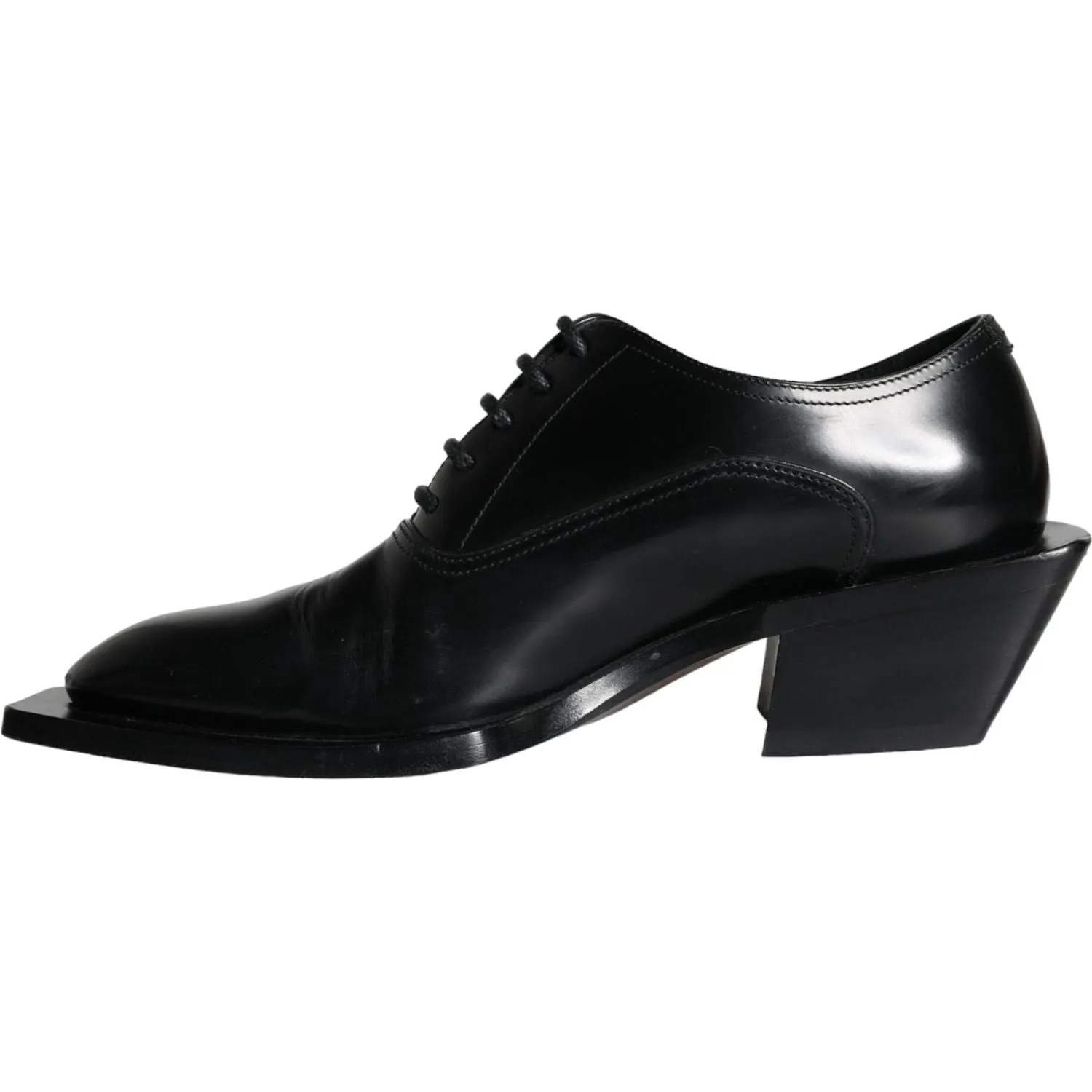 Dolce & Gabbana Black Calfskin Leather Derby Dress Men Shoes