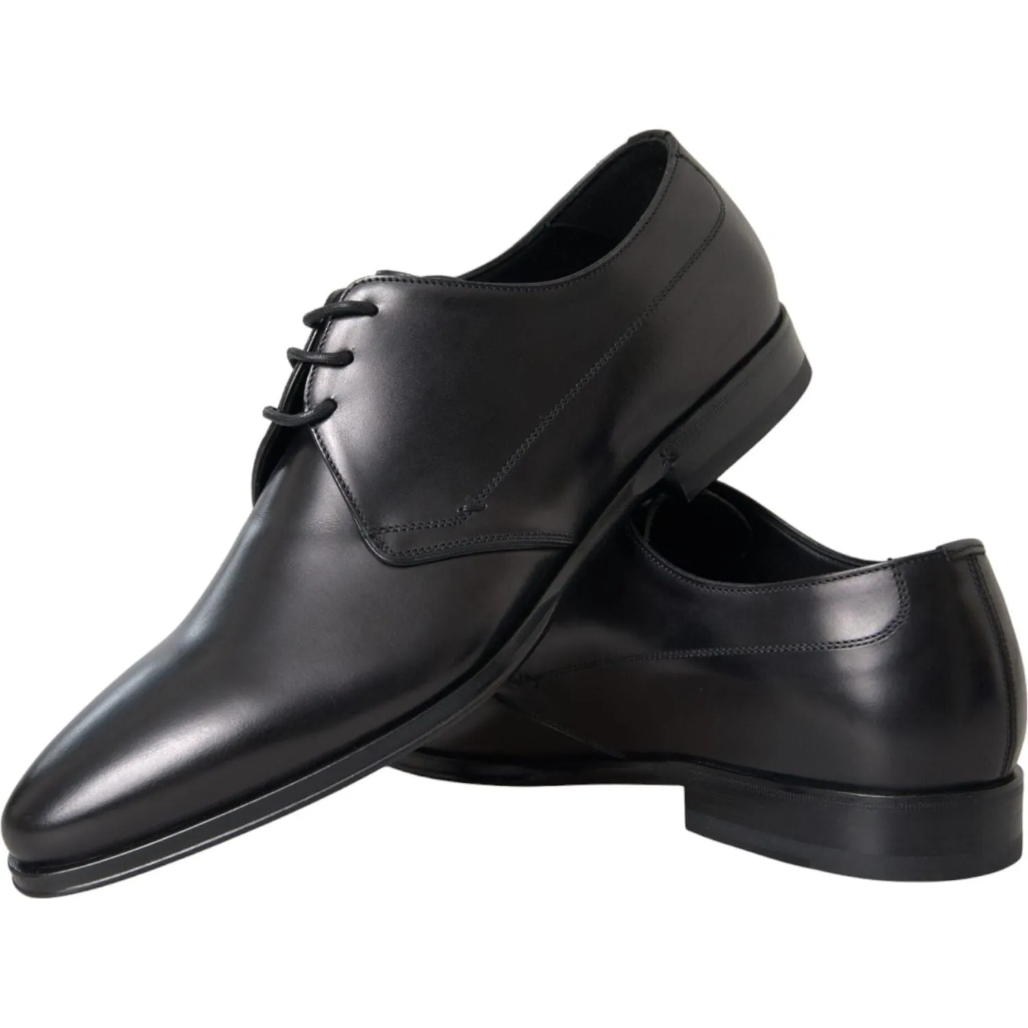 Dolce & Gabbana Black Leather Derby Formal Dress Men Shoes