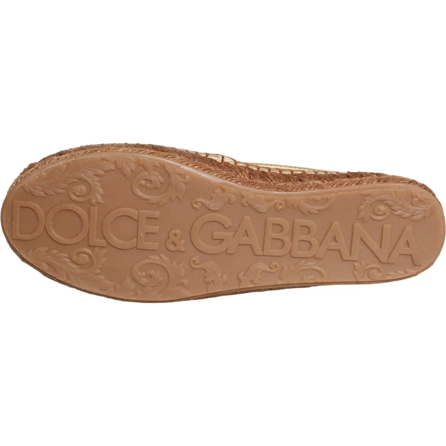 Dolce & Gabbana Gold Leather Loafers Flats Espadrille Shoes