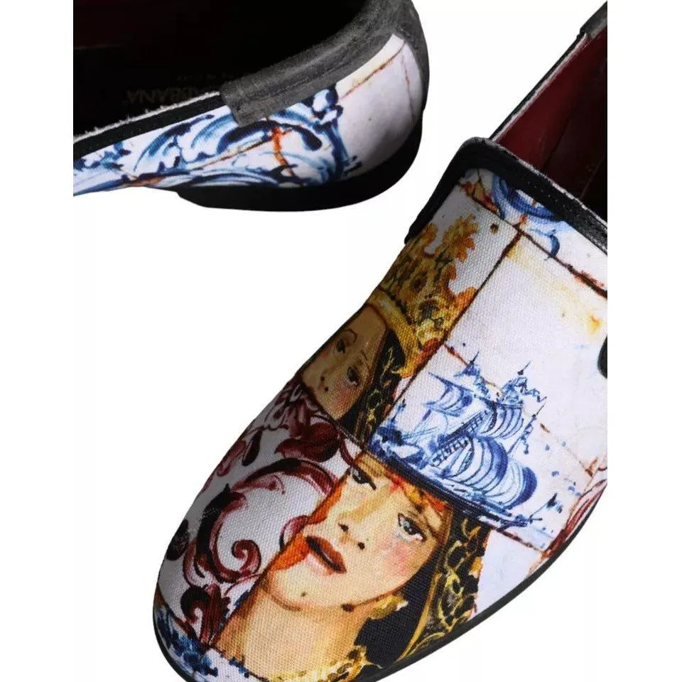 Dolce & Gabbana Multicolor Madonna Majolica Amalfi Men Loafers Shoes