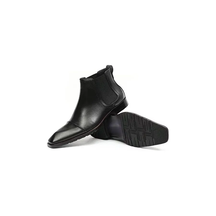 Elegant Leather Square Toe Patent Chelsea Ankle Boots