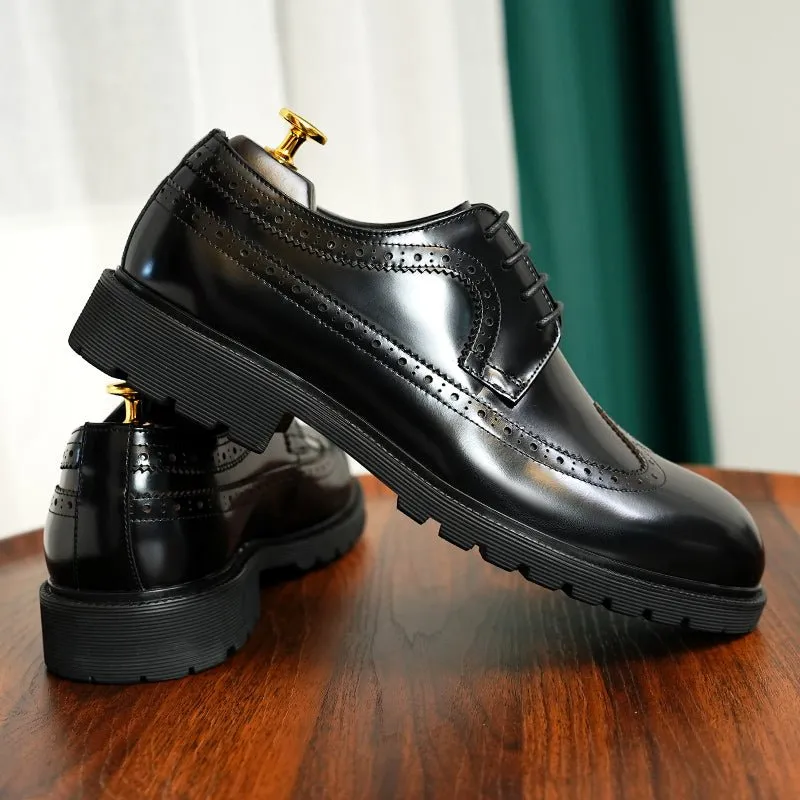 ExoticLux Cow Leather Glossy Oxford Dress Shoes