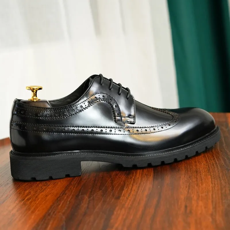 ExoticLux Cow Leather Glossy Oxford Dress Shoes