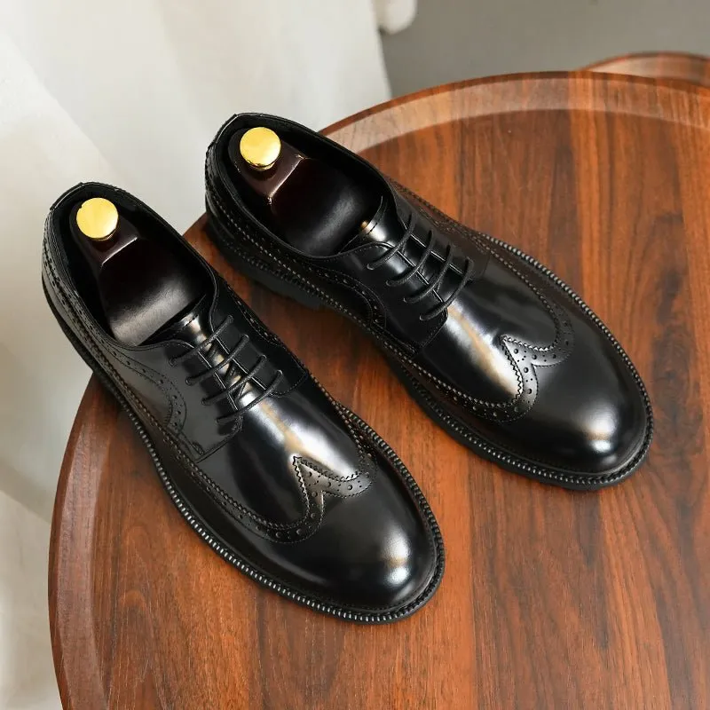 ExoticLux Cow Leather Glossy Oxford Dress Shoes