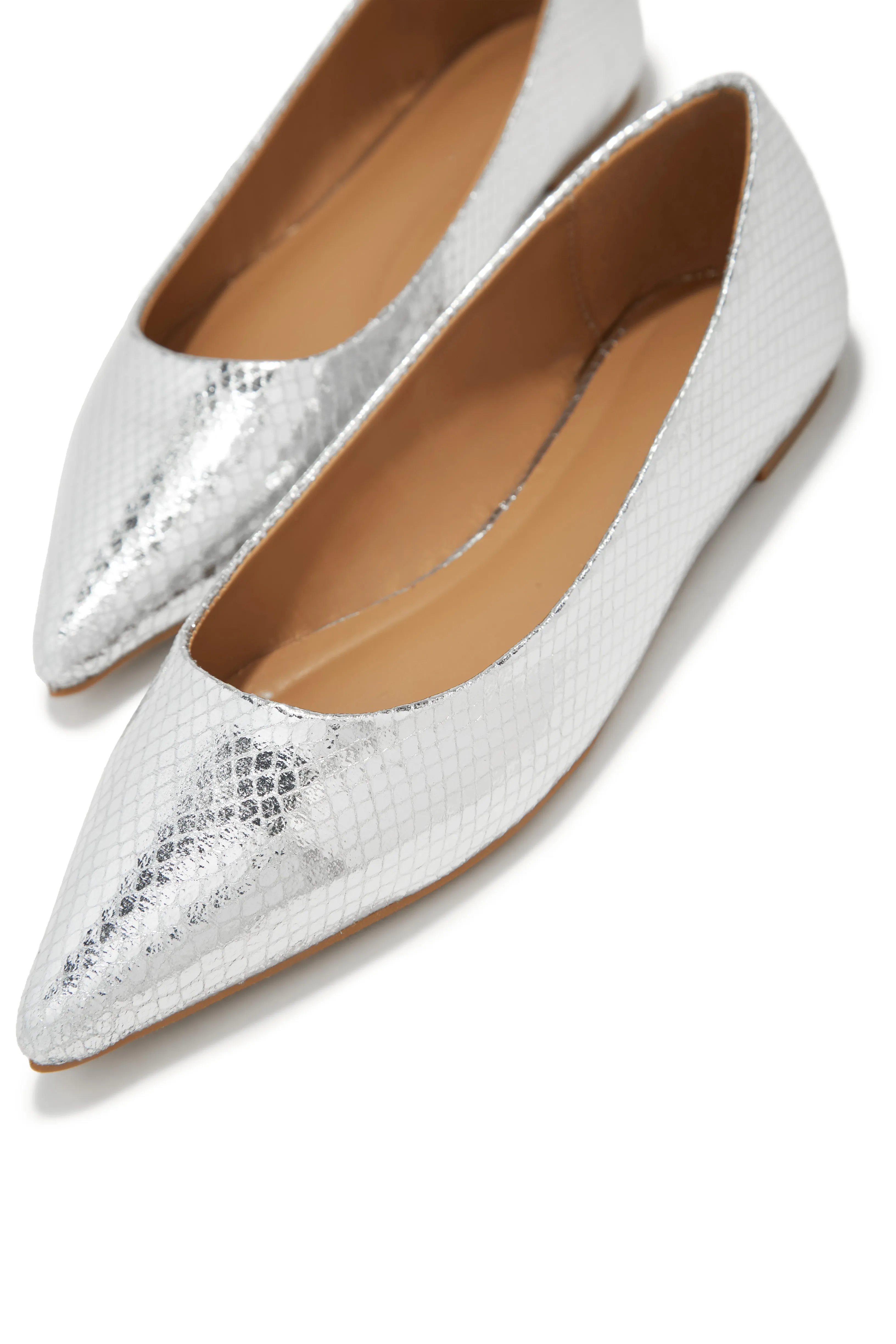 Francese Pointed Toe Flats - Silver