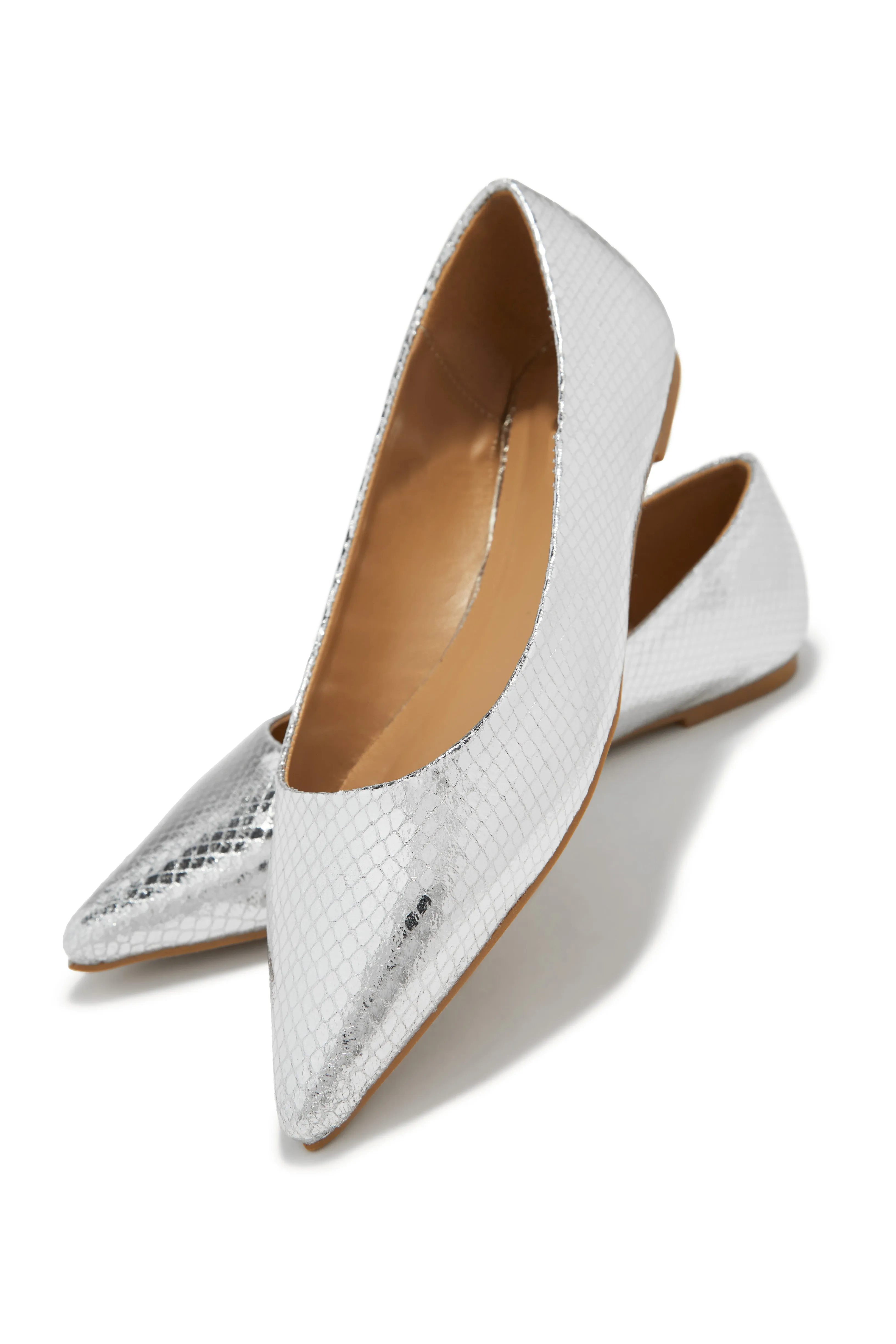 Francese Pointed Toe Flats - Silver