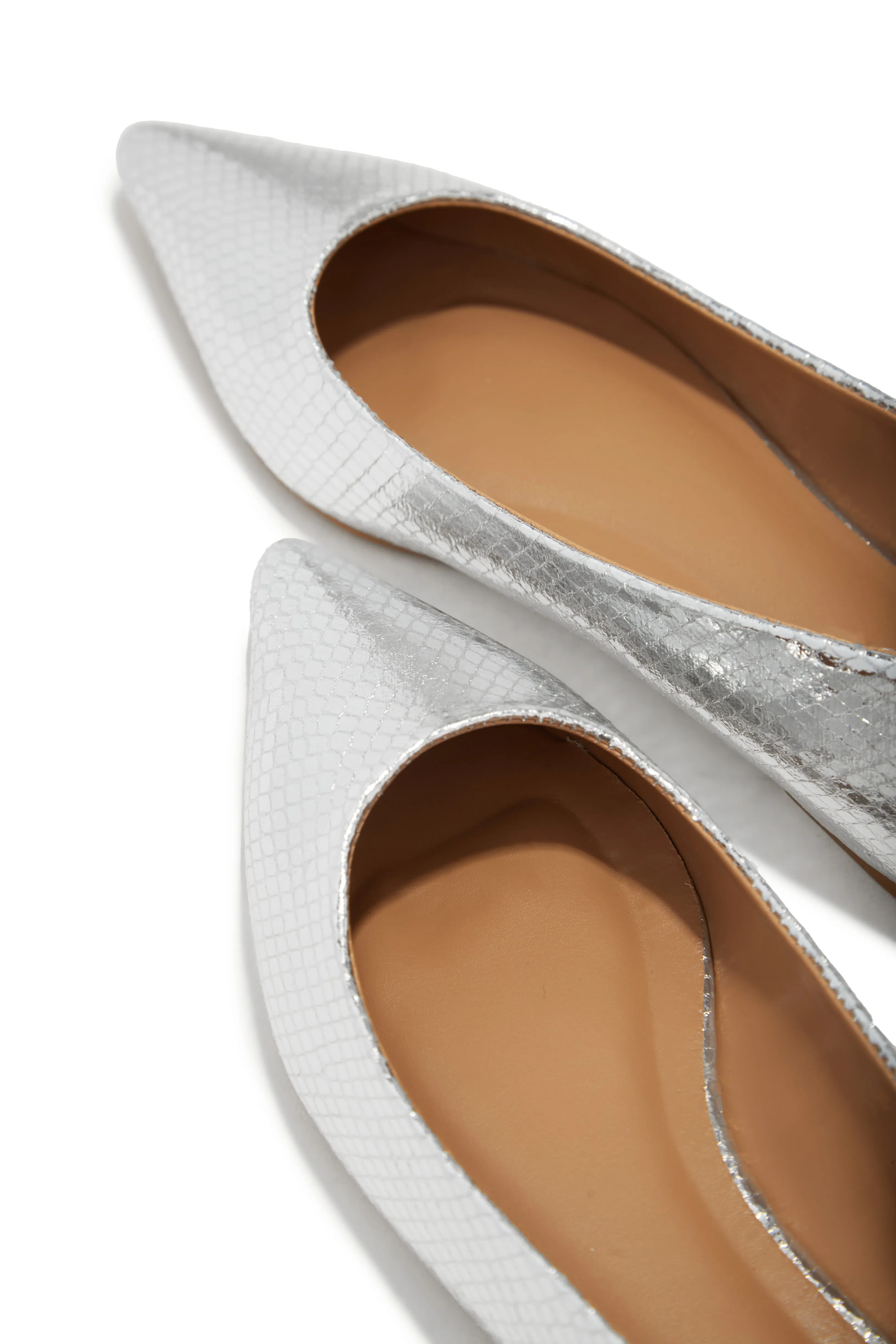 Francese Pointed Toe Flats - Silver