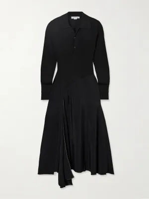 Henley asymmetric paneled wool and jersey dress