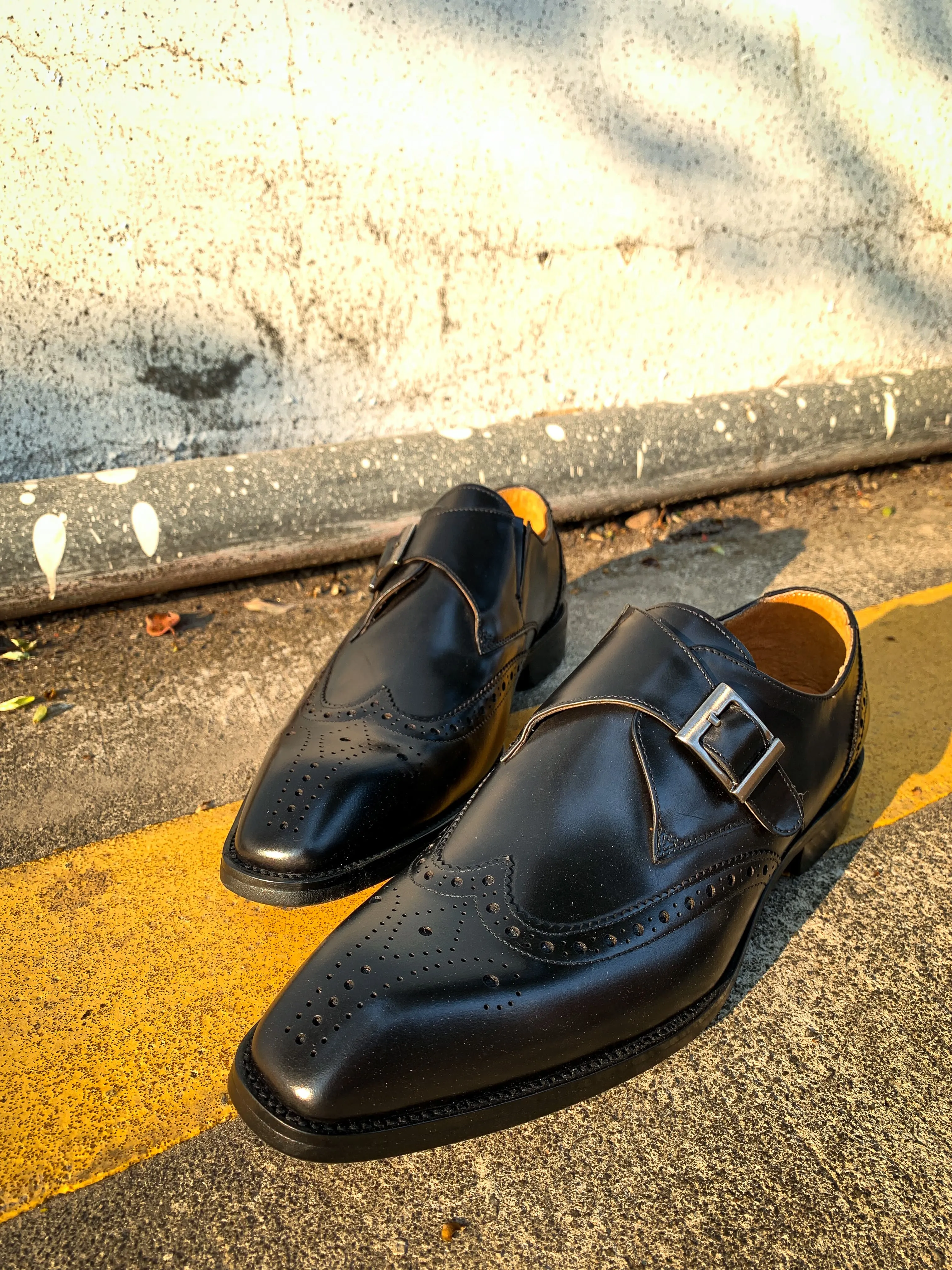 Imperial Patina Black Single Monk Straps