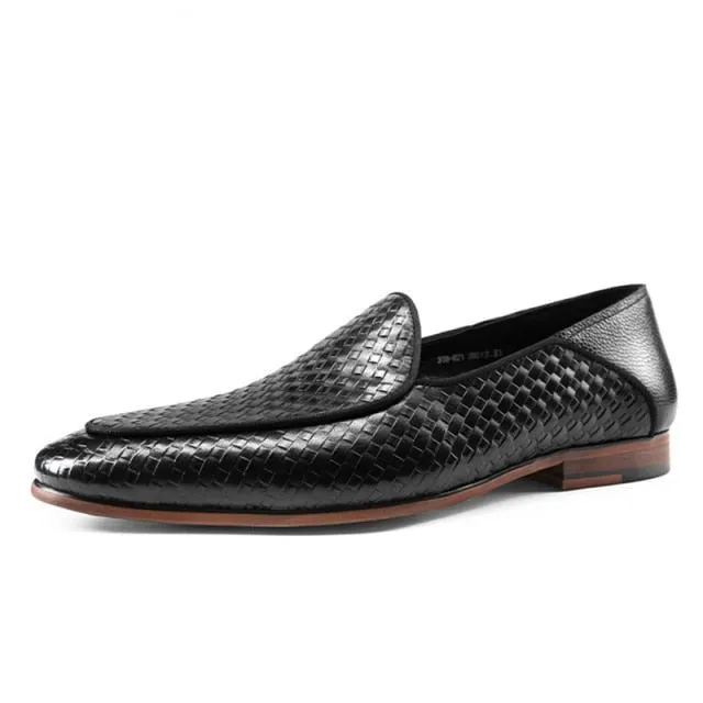 Italian Class Embossed Leather Formal Slip-On Brogues