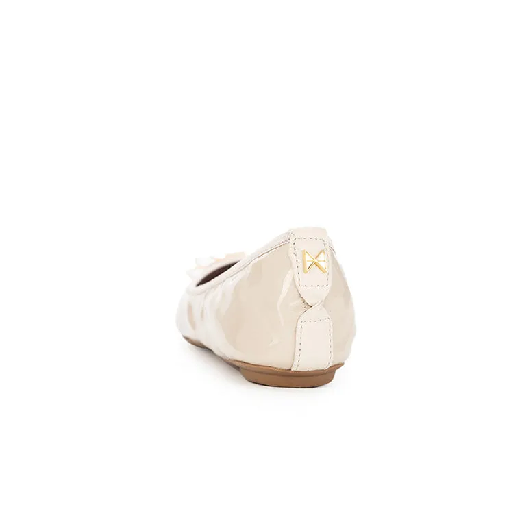 JASMINE Ballet Flat Shoes - Beige Patent