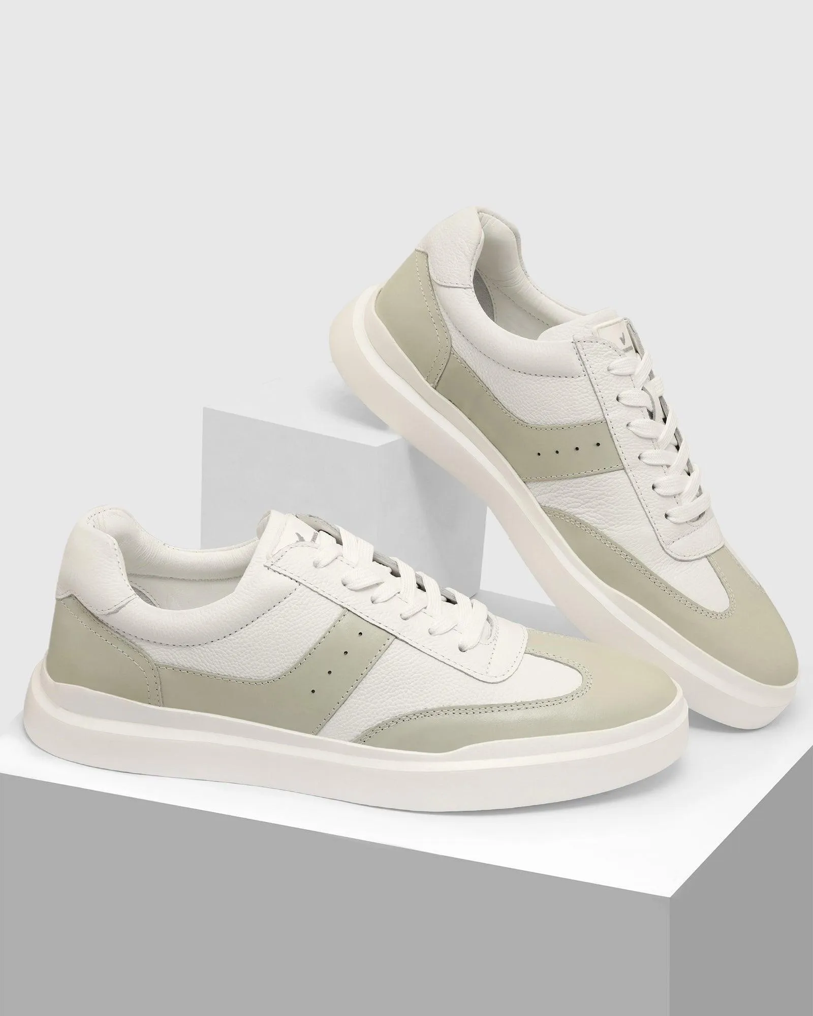 Leather White Solid Sneakers - Tammy