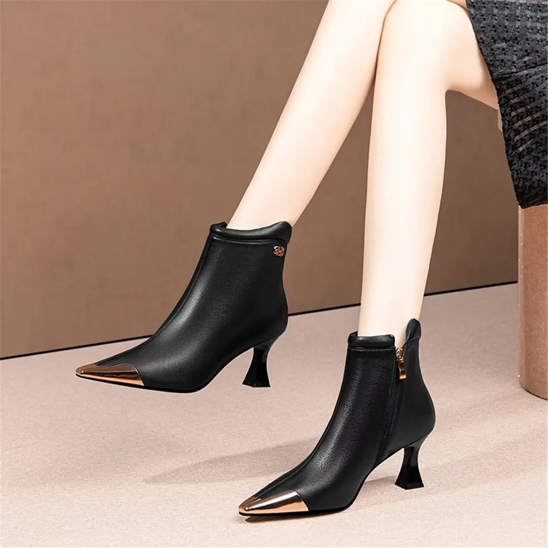 LeatherLuxe Elegant Square Toe Winter Boots