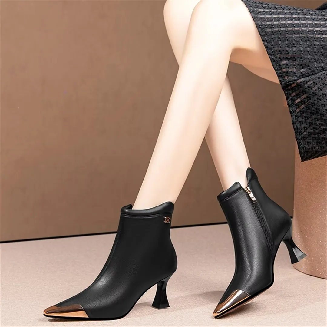 LeatherLuxe Elegant Square Toe Winter Boots