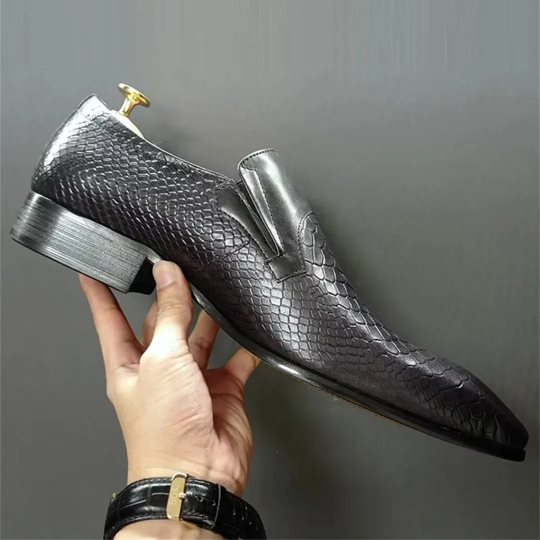 LeathLux Genuine Crocodile Pattern Sophisticated Slip-Ons 1 2