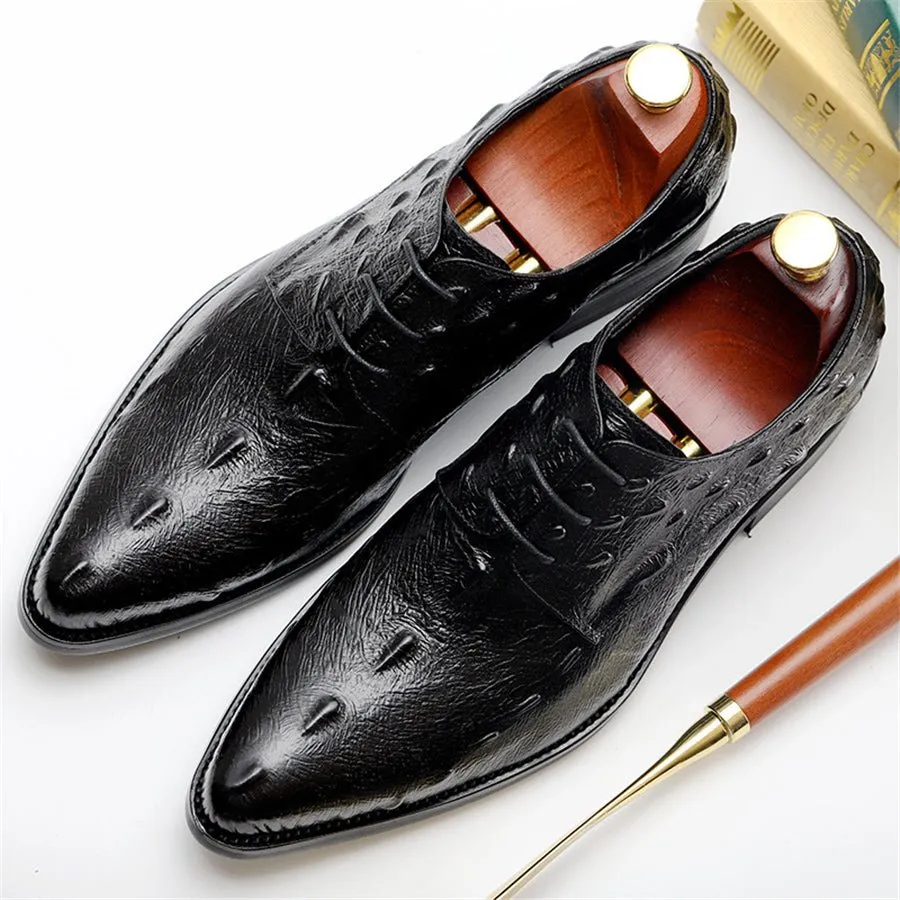 LuxeCroco Executive Lace Up Oxford Dress Shoes