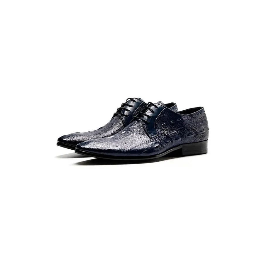 LuxeLeather Exotic Pattern Lace Up Oxford Dress Shoes