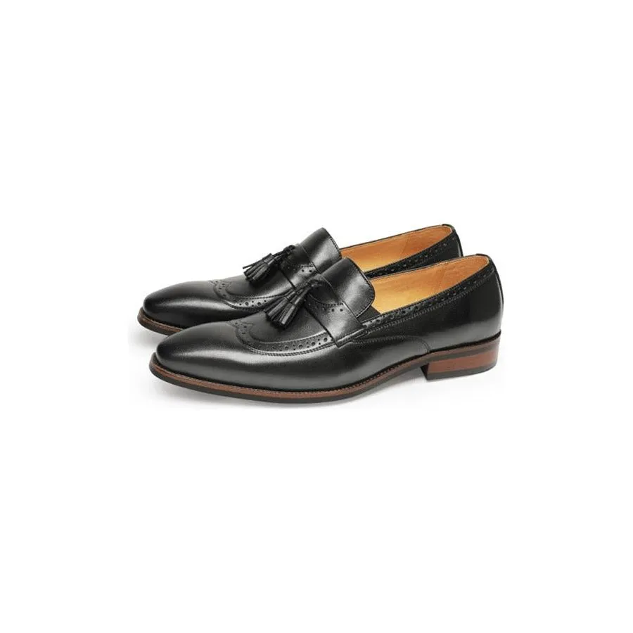 LuxeLeather Exotic Slip On Brogue Loafers