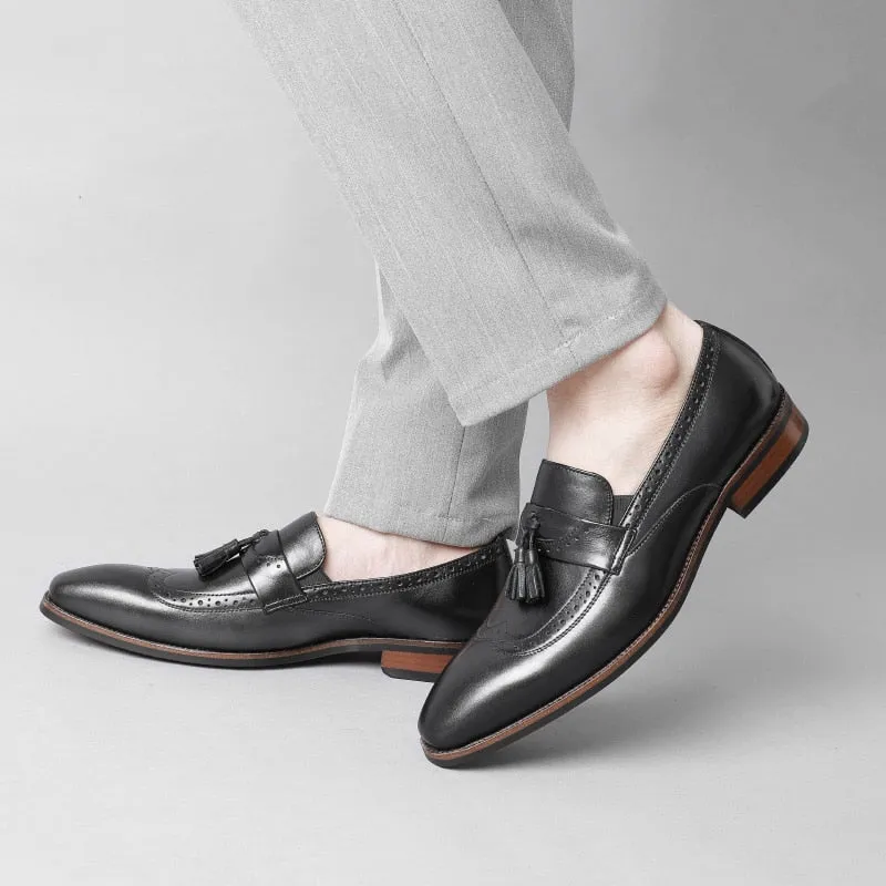 LuxeLeather Exotic Slip On Brogue Loafers