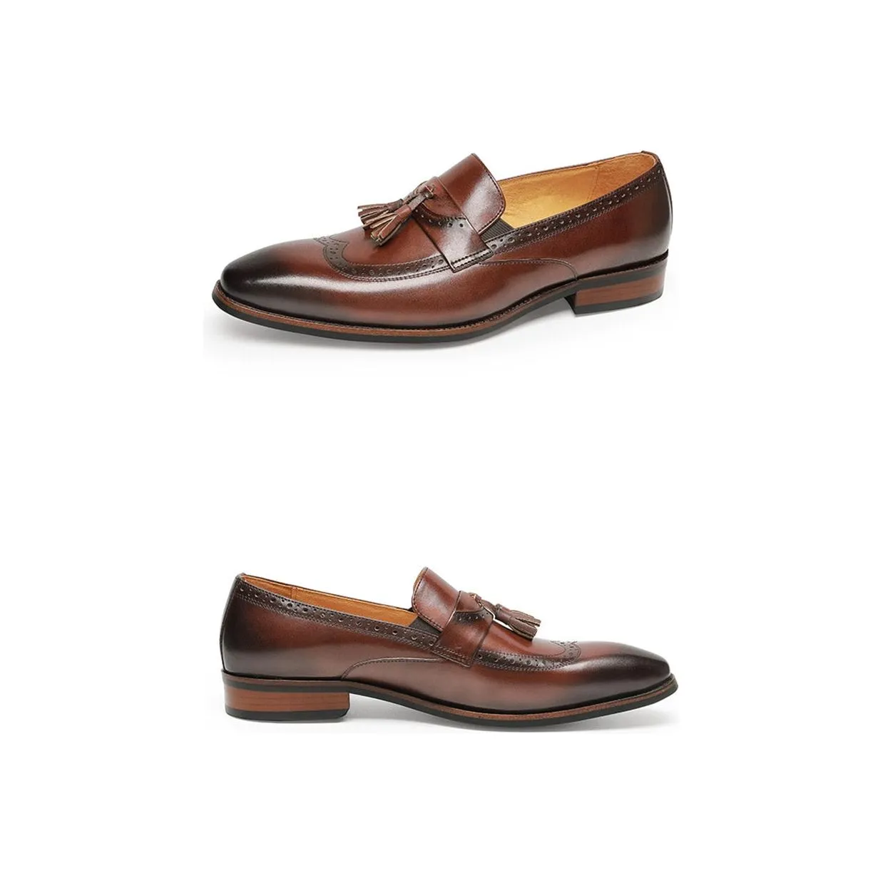 LuxeLeather Exotic Slip On Brogue Loafers