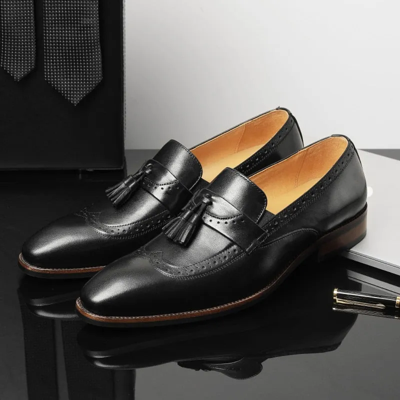 LuxeLeather Exotic Slip On Brogue Loafers