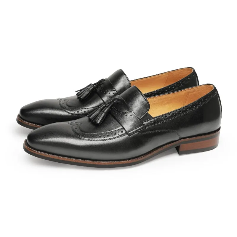 LuxeLeather Exotic Slip On Brogue Loafers