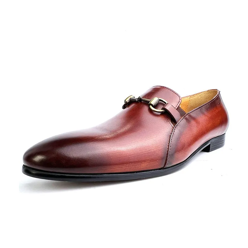 LuxElegant Round-Toe Cow Leather Loafers